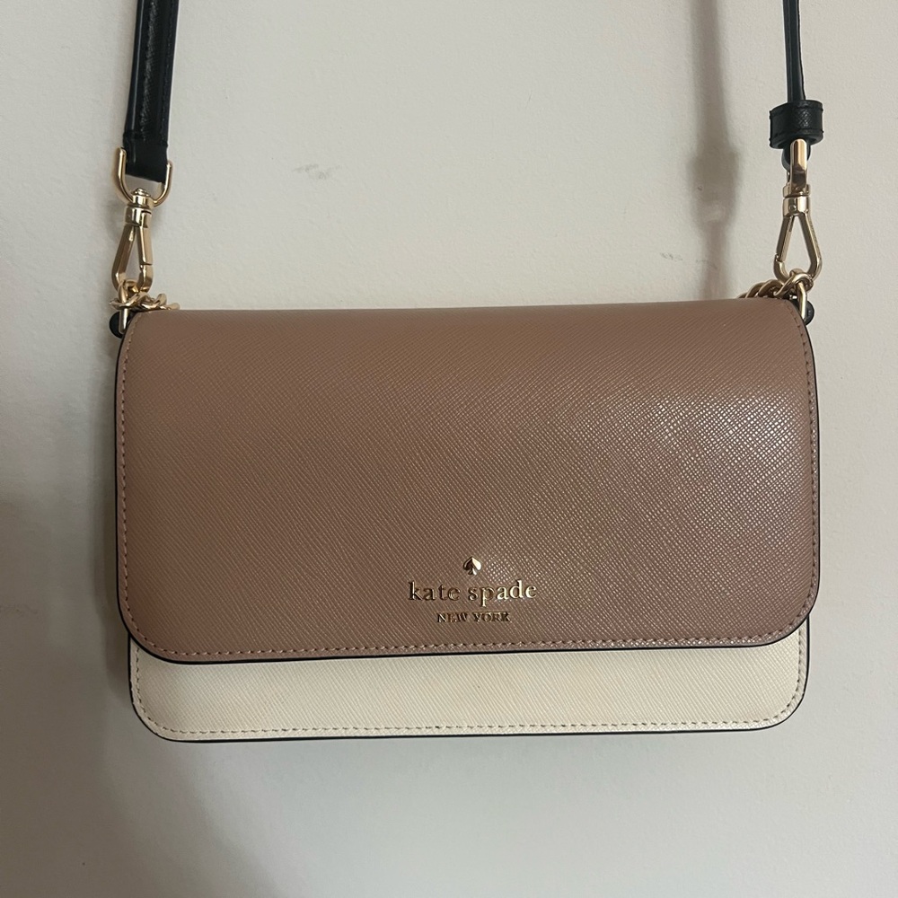 Kate Spade Madison Willow Mini Flap Crossbody - Brown and Cream
